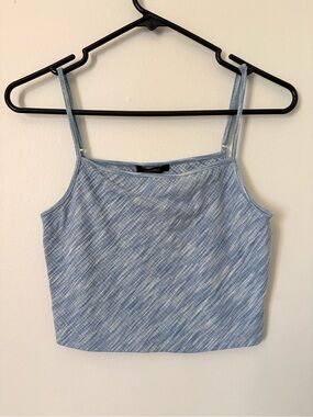 Forever 21 Sky Blue Heathered Ribbed Crop Camisole